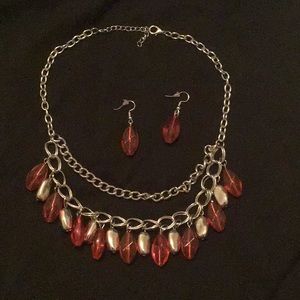 Red & Silver necklace set